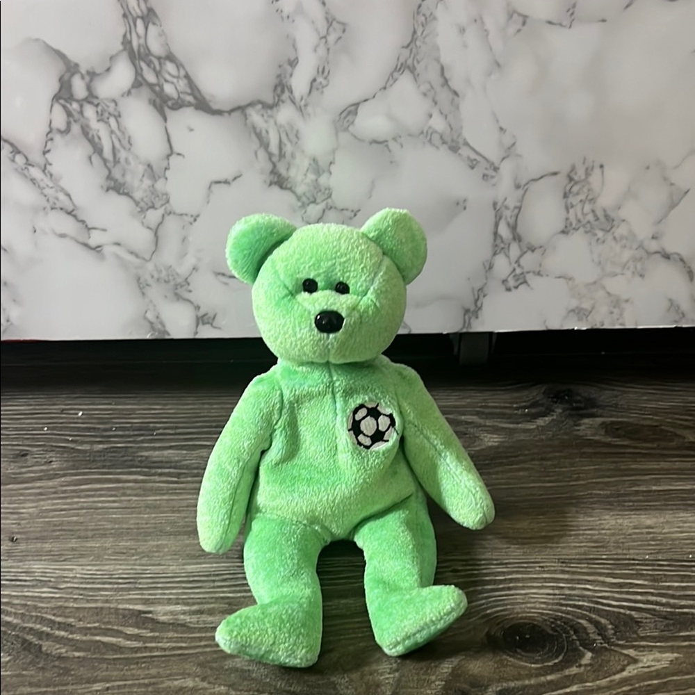 Kicks Green Bear Beanie Stuffed Animal